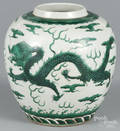 Chinese green and white porcelain dragon jar