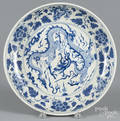 Chinese blue and white porcelain dragon charger