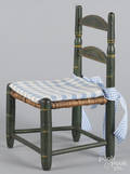 Painted pine rush seat doll chair