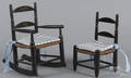 Two painted rush seat doll chairs