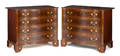 Pair of Irion  Co inlaid mahogany serpentine front chests of drawers