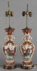 Pair of Japanese Arita porcelain table lamps