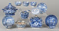 Thirteen pieces of blue Staffordshire teawares