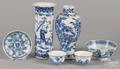 Six pieces of Chinese Qing dynasty blue and white porcelain