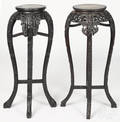 Two Chinese carved hardwood stands