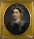 American oil on canvas portrait of a woman