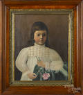 Oil on canvas portrait of a young girl