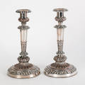 Pair of Matthew Boulton Sheffield plated candlesticks ca 1810