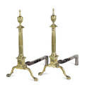 Pair of Philadelphia Pennsylvania Chippendale brass andirons ca 1780