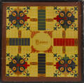 Painted pine doublesided Parcheesi gameboard 19th c