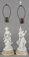 Pair of figural porcelain table lamps