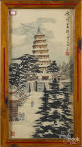 Oriental watercolor of a shrine