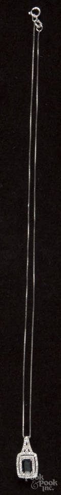 Diamond and sapphire pendant