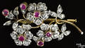 Diamond and ruby floral brooch