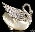 Yellow and white gold swanform brooch