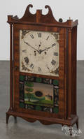 Heman Clark mahogany pillar and scroll mantel clock