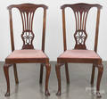 Pair of Queen Anne style mahogany dining chairs