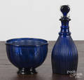 Blown cobalt glass bowl