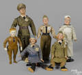 Set of five Freundlich composition WWII military dolls