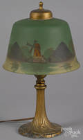 Gilt metal parlor lamp