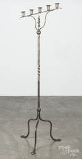 Wrought iron floor standing candelabra