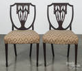 Pair of Federal style carved mahogany shieldback dining chairs