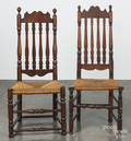Two New England banisterback dining chairs