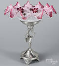 Silverplate and ruffled glass centerpiece
