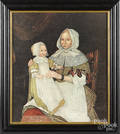 Printed portrait of a mother and daughter
