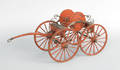 Painted wood model of a spider type hand drawn hose reel carriage late 19th c