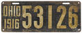 1916 Ohio license plate