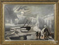 American oil on canvas primitive of an arctic shipwreck