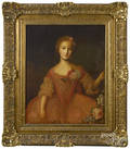 Continental oil on canvas portrait of a young woman