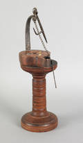 Peter Derr copper and iron betty lamp