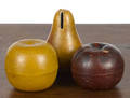 Three painted redware fruitform banks