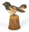 Carved and painted poplar song bird late 19th c