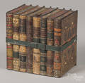 Painted tin bookform bin for