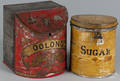 Three painted tin bins