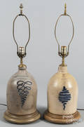 Two stoneware jug table lamps