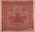 Centennial red and white Memorial Hall coverlet