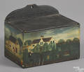 Painted walnut hanging box early 20th c