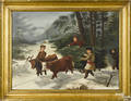 American oil on canvas winter landscape 19th c