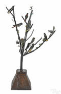 Large carved and painted German bird tree 19th c