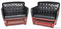 Pair of leather upholstered stage coach seats