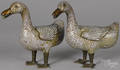 Pair of Chinese cloisonn standing ducks