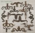 Collection of wrought iron rams horn hinges early 19th c