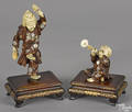 Two Japanese Meiji period carved ivory and wood figures of young musicians