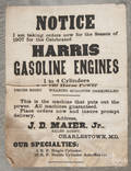 Rare linen hit and miss engine advertising banner