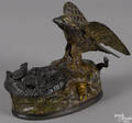 J  E Stevens cast iron eagle and eaglets mechanical bank