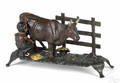 J  E Stevens cast iron milking cow mechanical bank